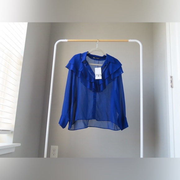 Ruffled Semi Sheer Top - Size XL | Elegant & Bold - Picture 2 of 4